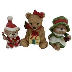 Vintage Homco Christmas Teddy‎ Bear Figurines Set of 3 Porcelain 5104 5600